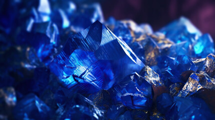 Obraz na płótnie Canvas Amazing bright and shiny Azurite crystal cluster background. Jewel mineral detailed macro. Generative AI