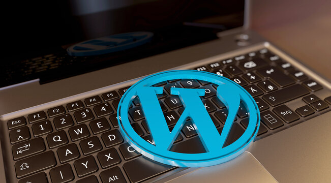 Wordpress symbol on business laptop computer