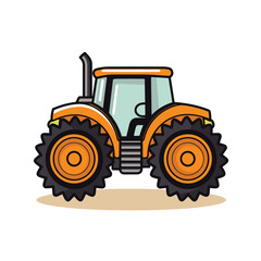 Obraz premium Vector of a flat orange tractor with large wheels on a white background