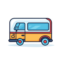 Vector of a small bus depicted in a flat style illustration