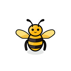 Vector of a yellow and black bee on a white background