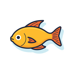 Vector of a flat yellow fish on a white background
