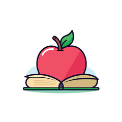 Vector of an apple resting on an open book, perfect for a minimalist aesthetic