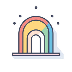 Fototapeta premium Vector of a vibrant rainbow casting a long shadow against a clean white background