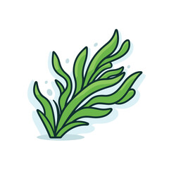 Vector of a small green plant growing in a flat landscape