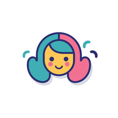 Vector of a smiling womans face in a flat style