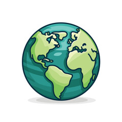 Vector of a green earth against a white background, representing environmental sustainability and a clean planet