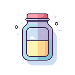 Obraz premium Vector of a transparent jar filled with liquid on a white background