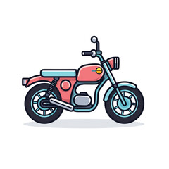 Vector of a vibrant red and blue motorcycle against a clean white background