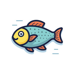 Vector of a happy cartoon fish with a flat design