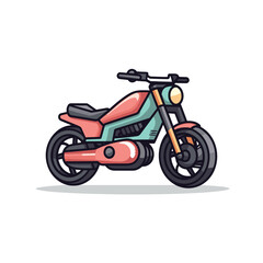 Vector of a flat colored motorcycle with a vibrant pink and blue color scheme