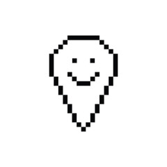  Map pointer  icon 8 bit, pixel art icon  for game  logo.