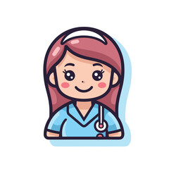 Obraz premium Vector of a female doctor holding a stethoscope