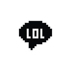 Fototapeta premium pixel lol icon. speech bubble, chat sign pixel art icon vector 8 bit game 