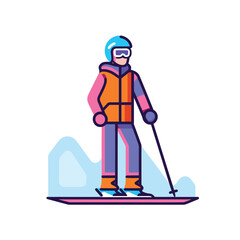 Vector of a skier gliding smoothly on a snowy surface