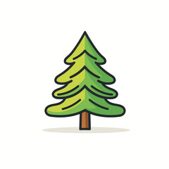 Vector of a flat pine tree against a white background
