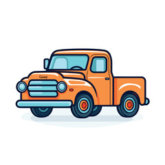 Vector of an orange truck parked on a white surface