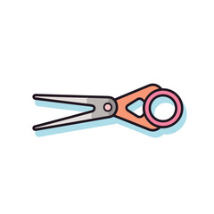 Vector of a pink handled scissors on a plain white background