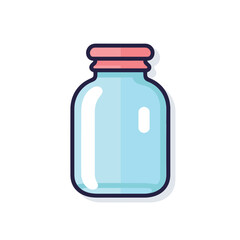 Obraz premium Vector of a blue glass jar with a vibrant red lid, showcasing the beauty of simplicity and color contrast