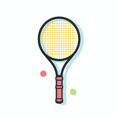 Flat vector icon a tennis racket with a tennis ball on it   vector icon in a flat design style