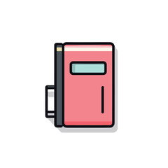 Flat vector icon a pink book with a pencil sticking out, isolated on a white background