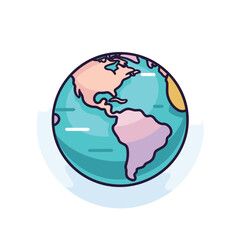 Flat vector icon the Earth depicted as a simple and minimalist vector icon on a white background