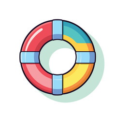 Flat vector icon a vibrant life preserver on a clean white backdrop