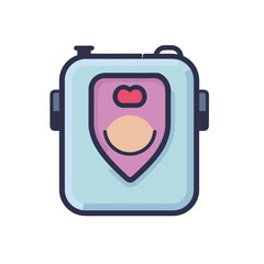 Flat vector icon a heart shaped luggage with a minimalist flat design