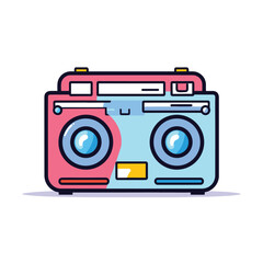 Flat vector icon a boombox with a smaller boombox on top, creating a playful and iconic image