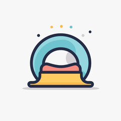 Flat vector icon a cozy cat bed with a contented feline enjoying a nap