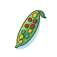 Flat vector icon a colorful peas pod with dotted pattern on a flat vector icon