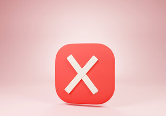 Obraz premium 3d render of cross mark icon with pink background