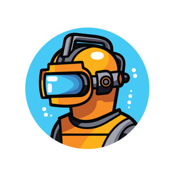 Flat Vector Icon A Man Wearing A Yellow Helmet And Goggles