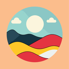 Vector flat icon of a flat vector icon depicting a mountain and clouds in the background