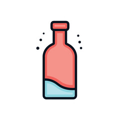 Vector flat icon of a vector flat icon of a bottle with liquid inside