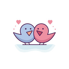 Vector flat icon of two birds perched on top of each other in a flat vector icon