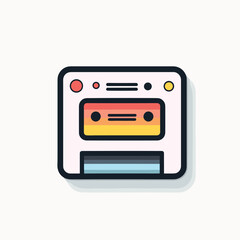 Vector flat icon of a modern kitchen with a white oven and vibrant yellow and red accents