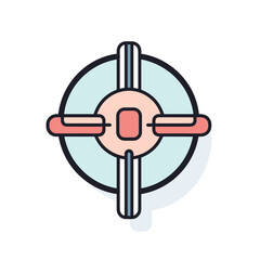 Vector flat icon of a flat line icon of a circular object on a white background