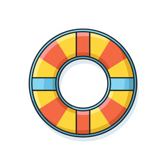 Obraz premium Vector flat icon of an orange and blue life preserver on a white background