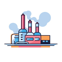 Vector flat icon of a factory emitting smoke