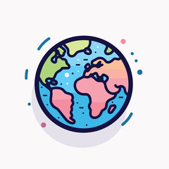 Vector flat icon of a flat earth icon casting a long shadow