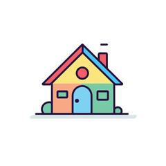 Vector flat icon of a charming house with a traditional chimney and welcoming front door