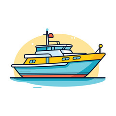 Vector flat icon of a serene boat floating on calm waters