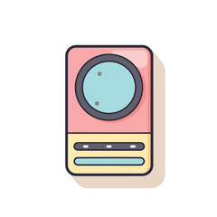 Vector flat icon of a modern microwave oven with a digital clock display on top