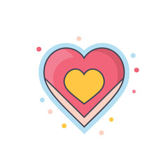 Obraz na płótnie Canvas Vector flat icon of a pink heart with a yellow heart in the middle vector flat icon