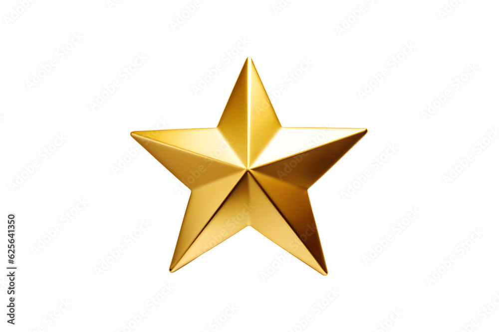 Canvas Prints golden five-pointed star on a transparent background. png file. generative ai
