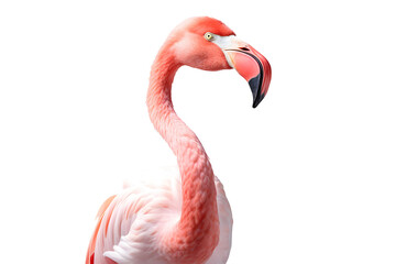 Close-up of a flamingo on a transparent background. png file. Generative AI
