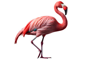 Standing flamingo on a transparent background. png file. Generative AI - obrazy, fototapety, plakaty