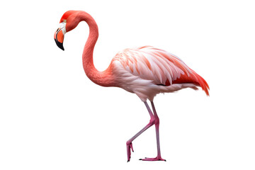Standing flamingo on a transparent background. png file. Generative AI - obrazy, fototapety, plakaty