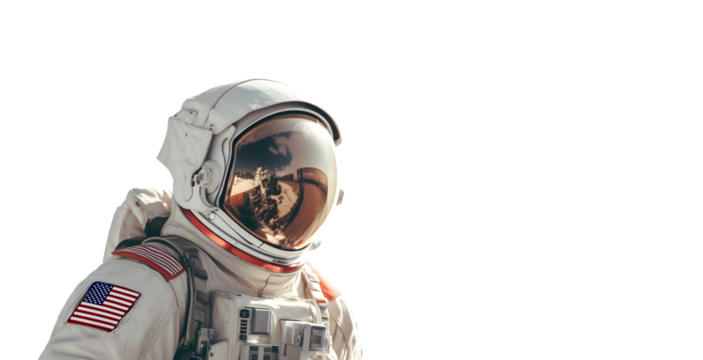 astronaut in a helmet on a transparent background. png file. Generative AI